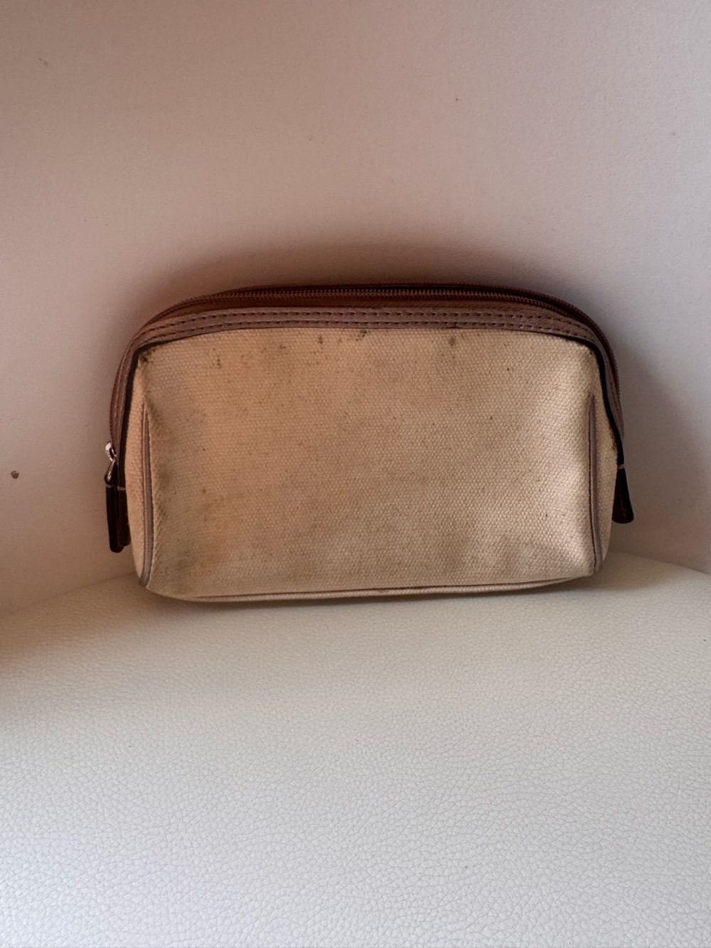 Retired Coach Canvas Shell Print Cosmetic Pouch - Pink Stripe - Picture 2 of 4